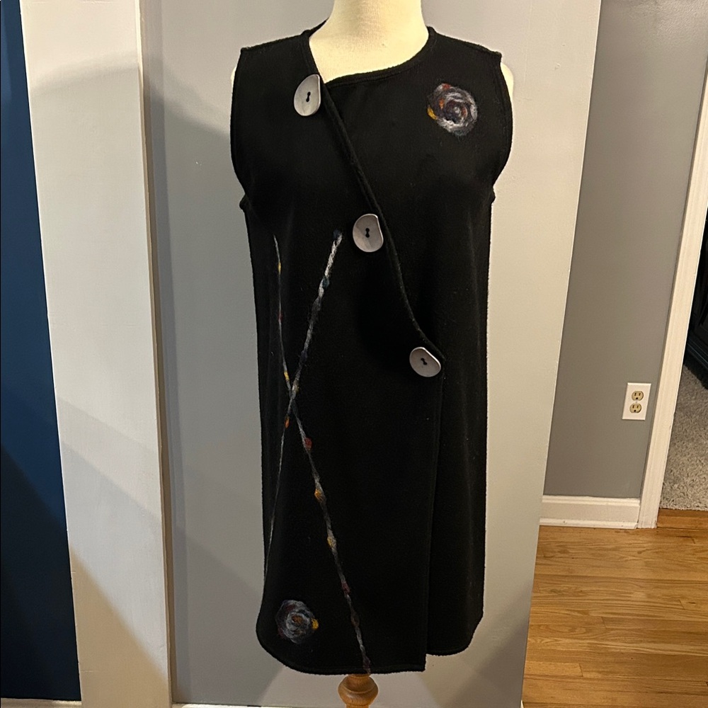 Artisan Crafted Long Wool Vest Made In NC USA Living Out Loud With Mia small GUC